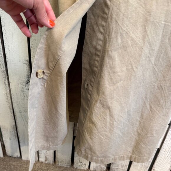 VTG Britches Great Outdoors Duster Jacket Mens Large Trench Khaki Button Cotton - Picture 11 of 13